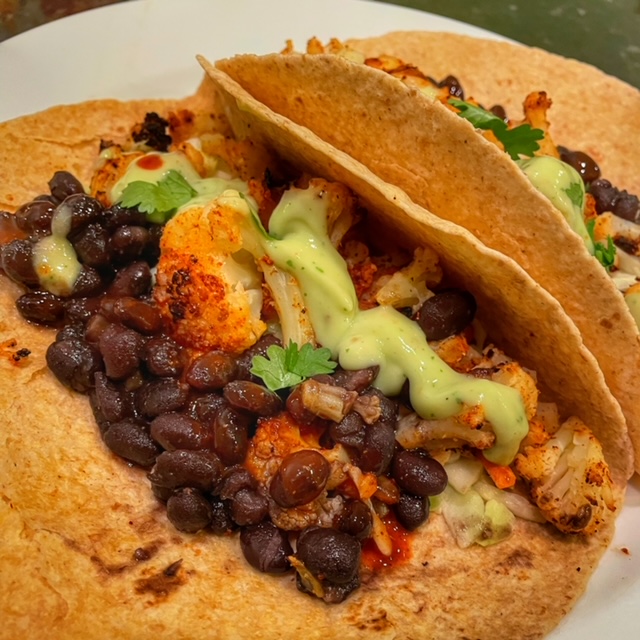 Roasted Cauliflower Tacos With Avocado Cream