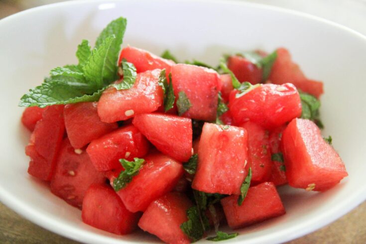 watermelon salad with cayenne and mint