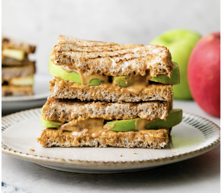 Grilled peanut butter and apple sandwich