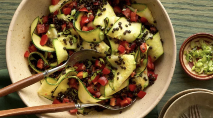 Zucchini and Lentil Salad with Creamy Turmeric Dressing