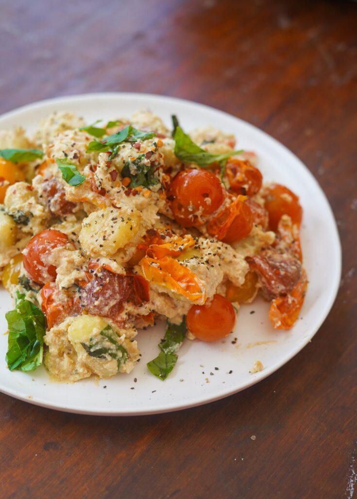 feta tomato lentil gnocchi