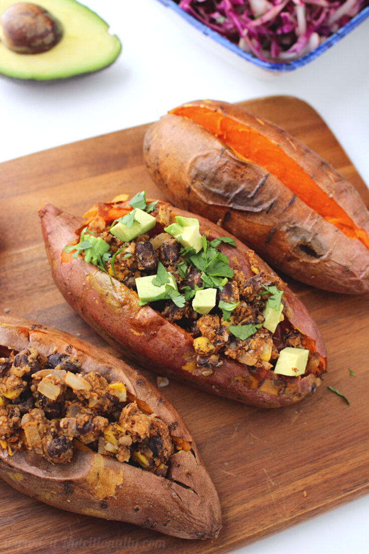 Black Bean Patty with Baked Sweet Potato