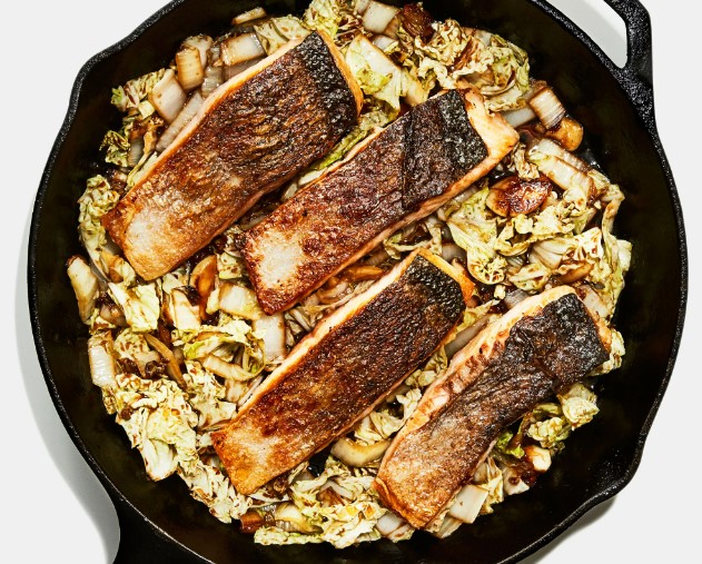 salmon and cabbage