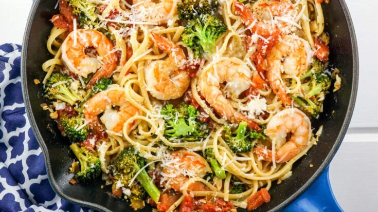 Shrimp and Veggie Pasta with Lemon and Garlic